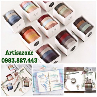 Set 05 cuộn Washi dán trang trí dành cho scrapbook, album, thiệp, sổ