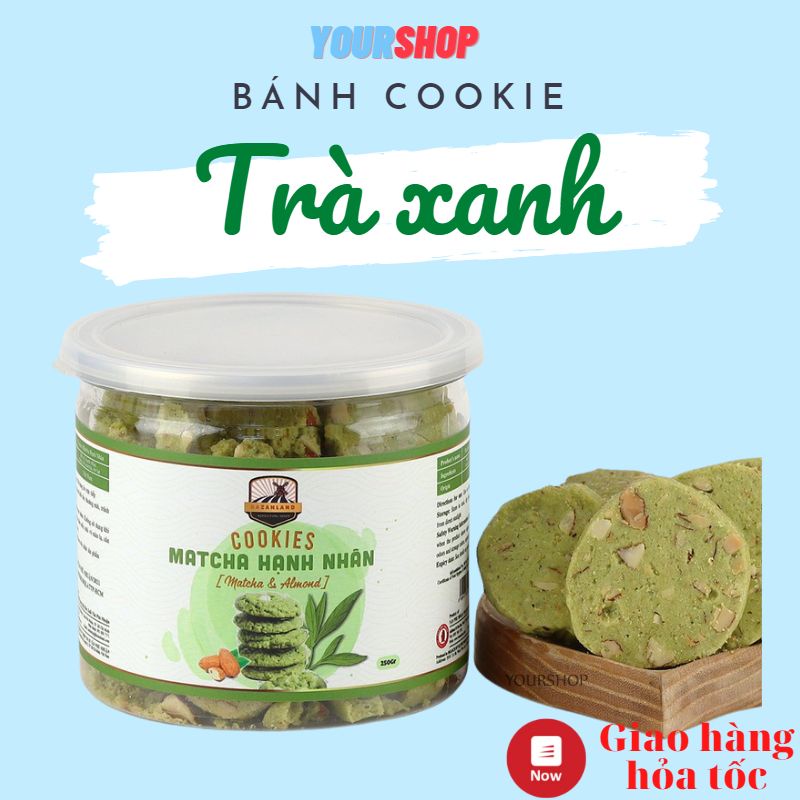 Bánh Cookie Matcha Trà Xanh, Hạnh Nhân -Yourshop - Bánh ăn kiêng, giảm cân