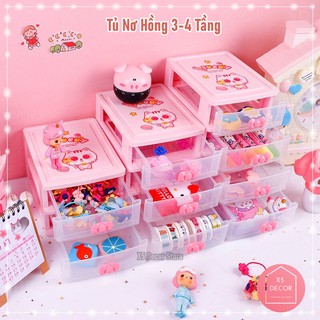 [TẶNG STICKER DỄ THƯƠNG] Tủ Nhựa Mini Đựng Đồ Đa Năng Để Bàn Có Ngăn Kéo 3 Tầng, 4 Tầng Đựng Mỹ Phẩm, Đồ Dùng Học Tập