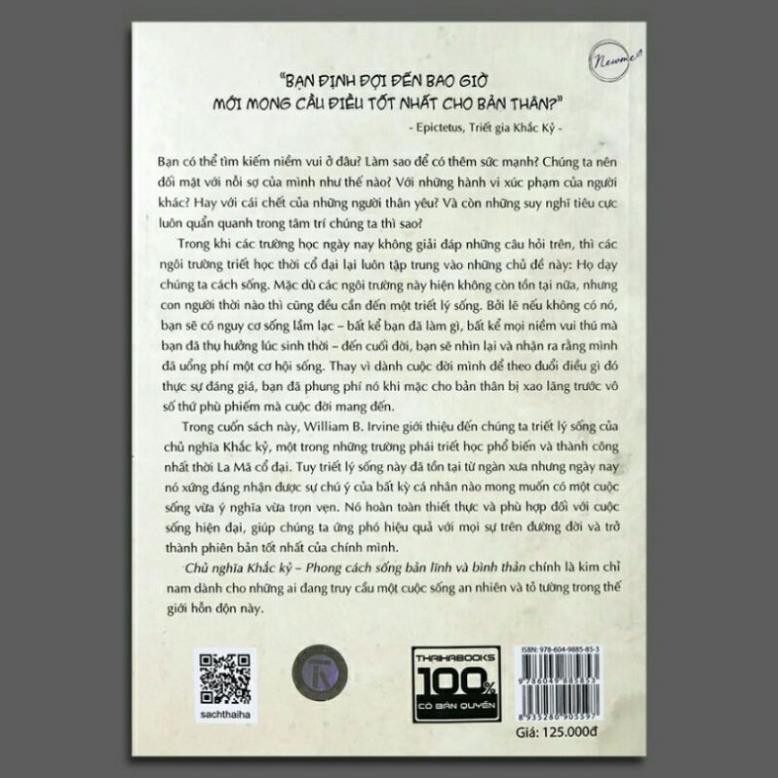 Sách - Chủ Nghĩa Khắc Kỷ - Phong Cách Sống Bản Lĩnh Và Bình Thản - [Thái Hà Books]