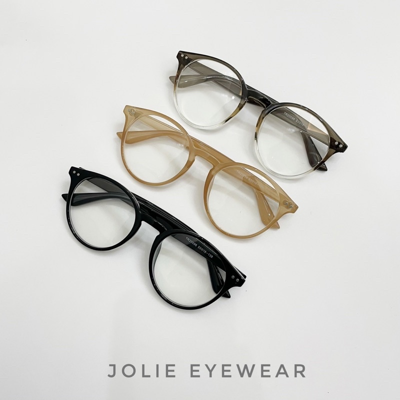 Kính không độ, gọng kính Lansun hot tiktok ombre tròn chất liệu nhựa dẻo tròn nam nữ thời trang Jolie eyewear 20096
