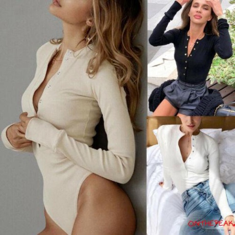Sale 68% Jumpsuit Tay Dài Màu Trơn Gợi Cảm Cho Nữ, Black-M Giá gốc 227000đ - 7K85