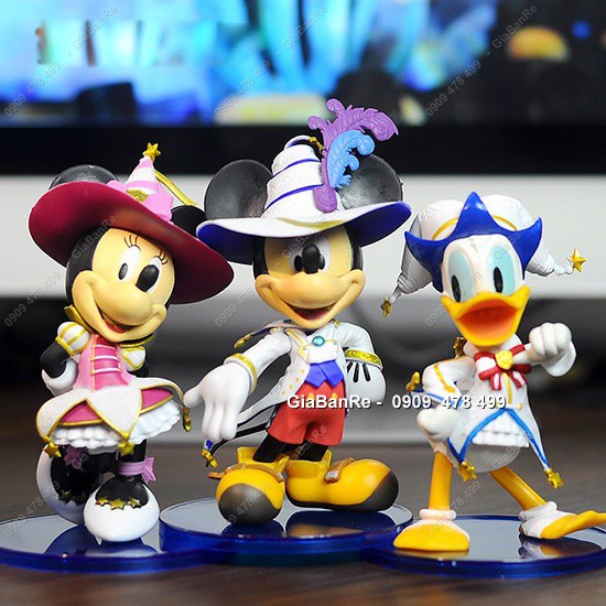 MS: 7929 - MÔ HÌNH NHÂN VẬT -  BỘ 3 NHÂN VẬT MICKEY MINIE DONALD HiỆP SĨ QUÝ TỘC