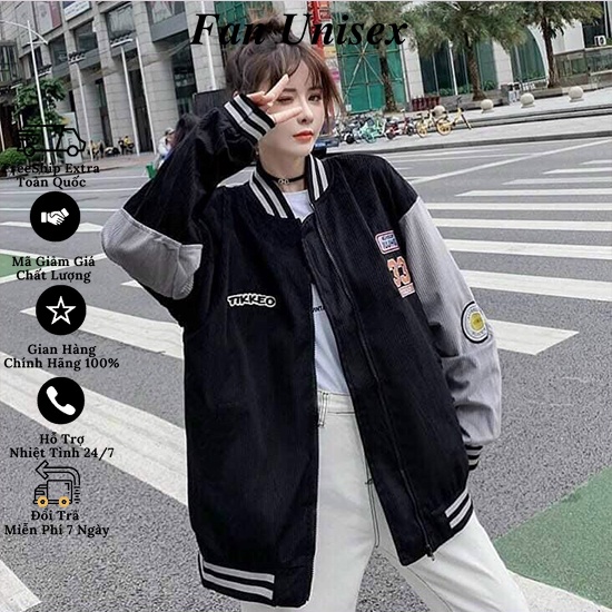 Áo khoác nhung bomber cúc bấm thêu số 33 phong cách basic, dễ phối AKN12