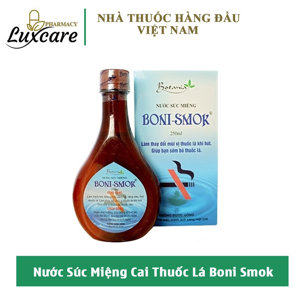 Nước Súc Miệng Cai Thuốc Lá Boni-Smok Chai 250ml - Giúp Thay Đổi Mùi Vị Thuốc, Khử Hôi Miệng