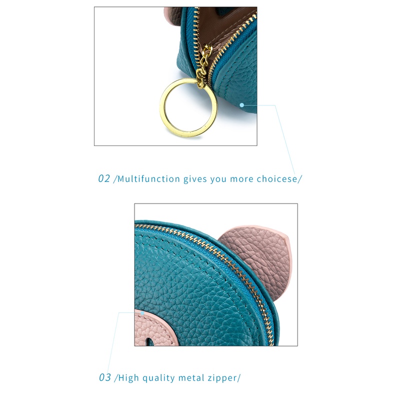 Ví Da Mini Đựng Tiền Xu Họa Tiết Hoạt Hình Dễ Thương Cho Nữ