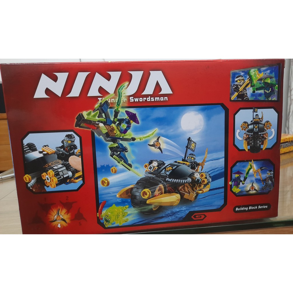 NINJAGO Lego Ninjago Xếp hình Rồng đen và Ô tô siêu xe chiến đấu loong Thunder SwordsMan  No.10394