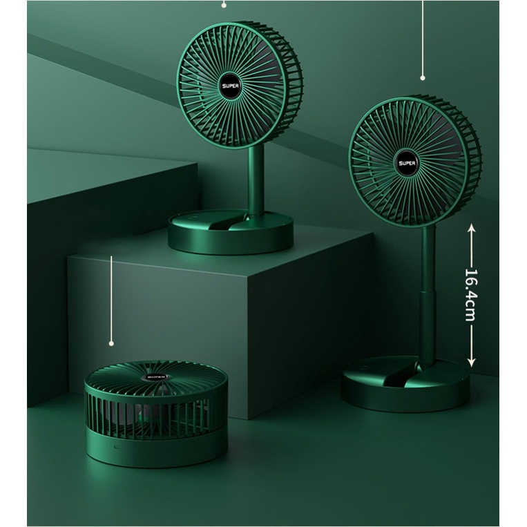 Quạt Super mini tích điện để bàn gấp gọn tiện dụng 3 cấp độ thời gian sử dụng liên tục tới 4 tiếng liên tục Kotic