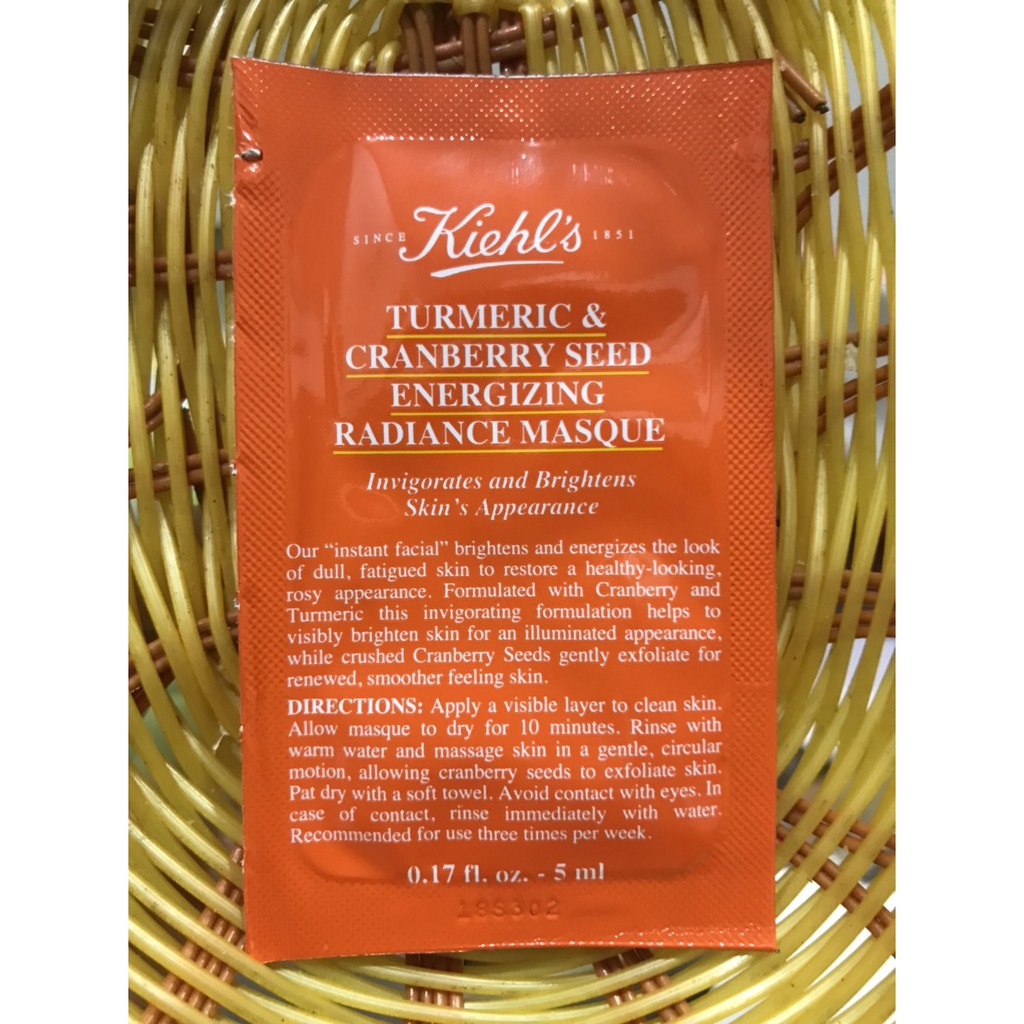 ( 5ML ) Mặt Nạ Nghệ Việt Quất kiehl's Tumeric & Cranberry Seed Energizing Radiance Masque