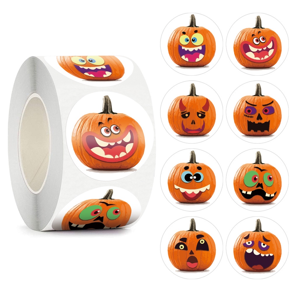 500 Chiếc Halloween Bí Ngô Dán 1 Inch Tròn Halloween Đảng Bí Ngô Dán Cho Tiệc Halloween Mô tả