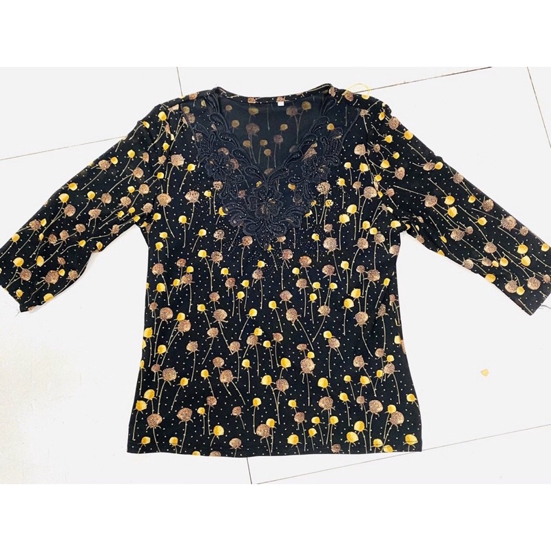 Áo thun voan hoa trung niên cao cấp