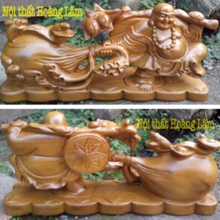 Tượng phật Di Lặc kéo bao tiền gỗ bách xanh