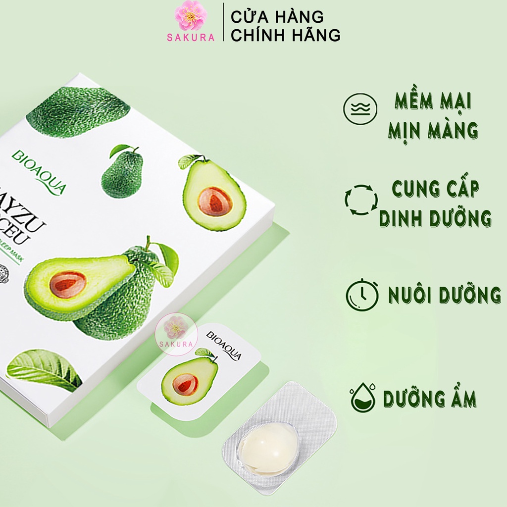 Mặt nạ ngủ quả bơ BIOAQUA dưỡng ẩm trắng da se khít lỗ chân lông nội địa trung SAKURA 5g
