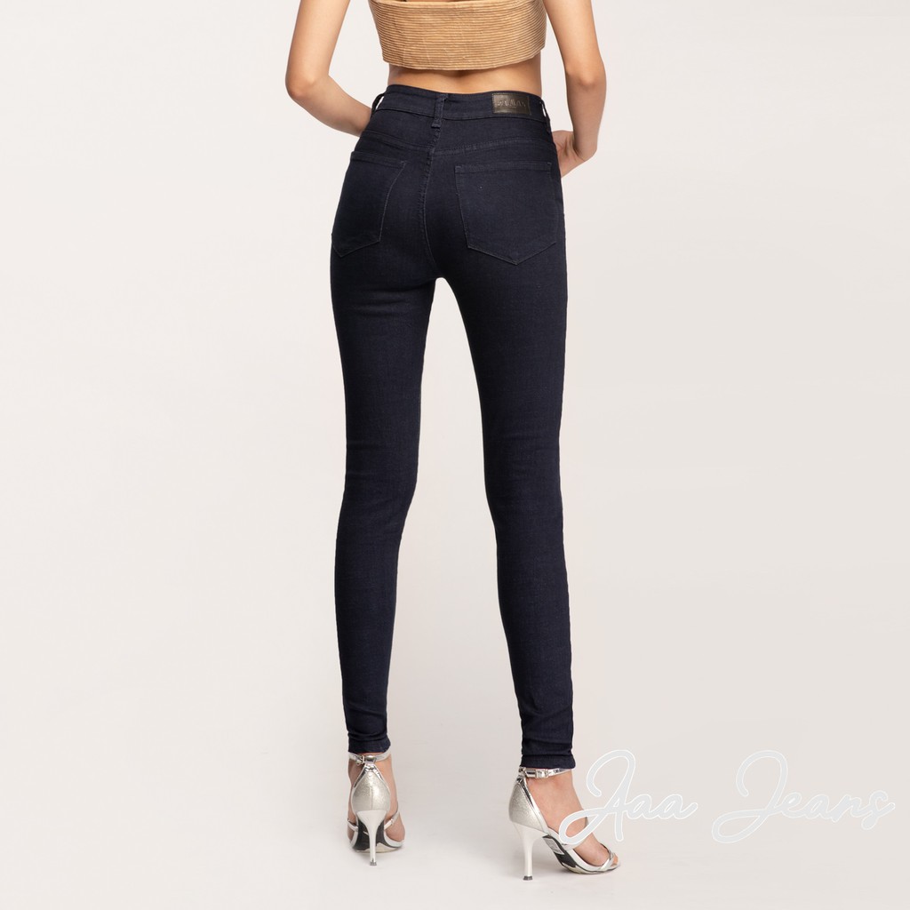 Quần Bò Nữ Cạp Cao Ôm Dáng Skinny Xanh Đậm Aaa Jeans