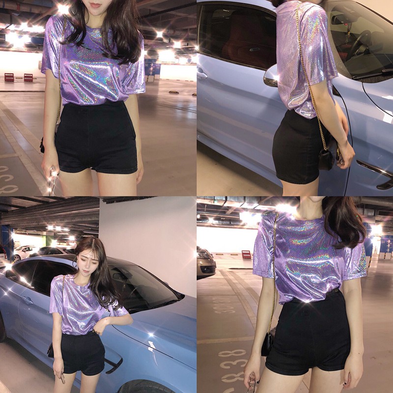 Áo Thun Ngắn Tay Cổ Tròn Cho Nữ