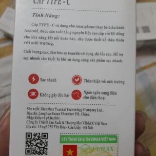 Dây sạc samsung S8 VIMAX chính hãng