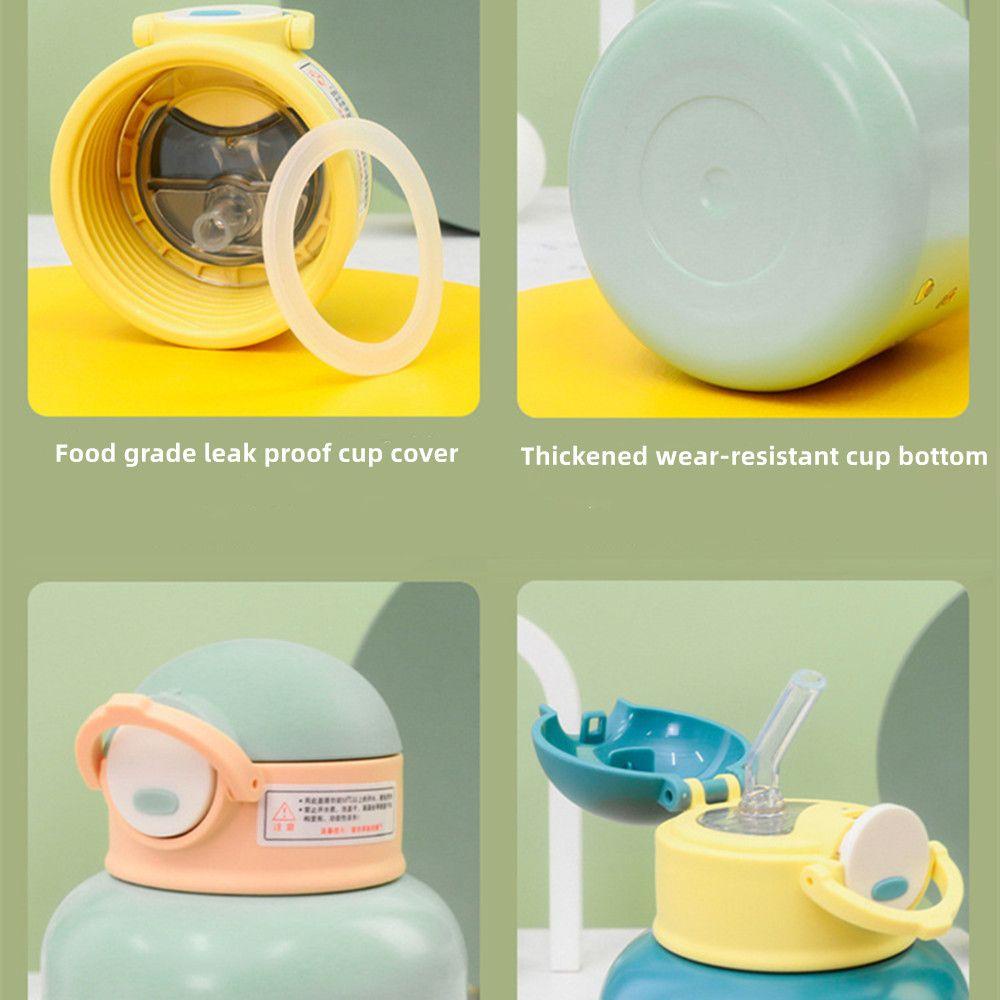 Bình Nước Giữ Nhiệt 600ml Bằng Thép Không Gỉ Có Ống Hút Và Dây Đeo