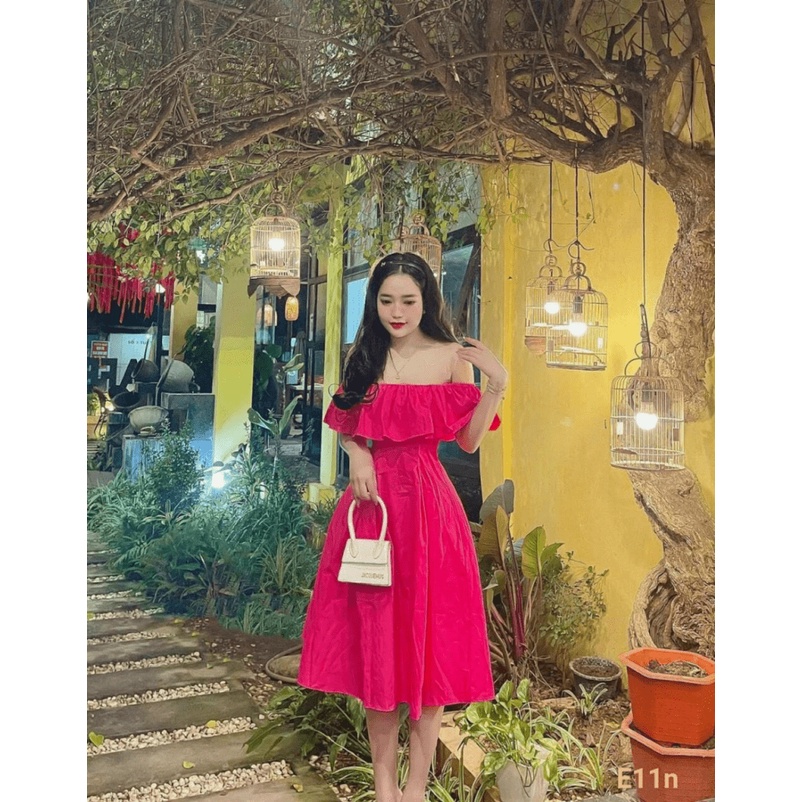 ĐẦM XÒE LỤA CÓ MÚT TRỄ VAI FORM DÁNG TIỂU THƯ CÔNG CHÚA SHOP VALENTINA