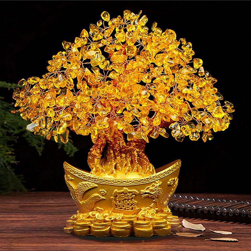 Đá Thạch Anh Vàng May Mắn Trang Trí Cây Tài Lộc Tài Lộc Tài Lộc