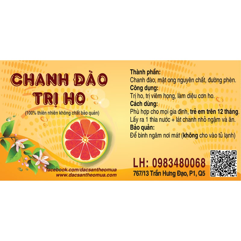 [NOWSHIP] - Chanh đào ngâm mật ong - 450ml