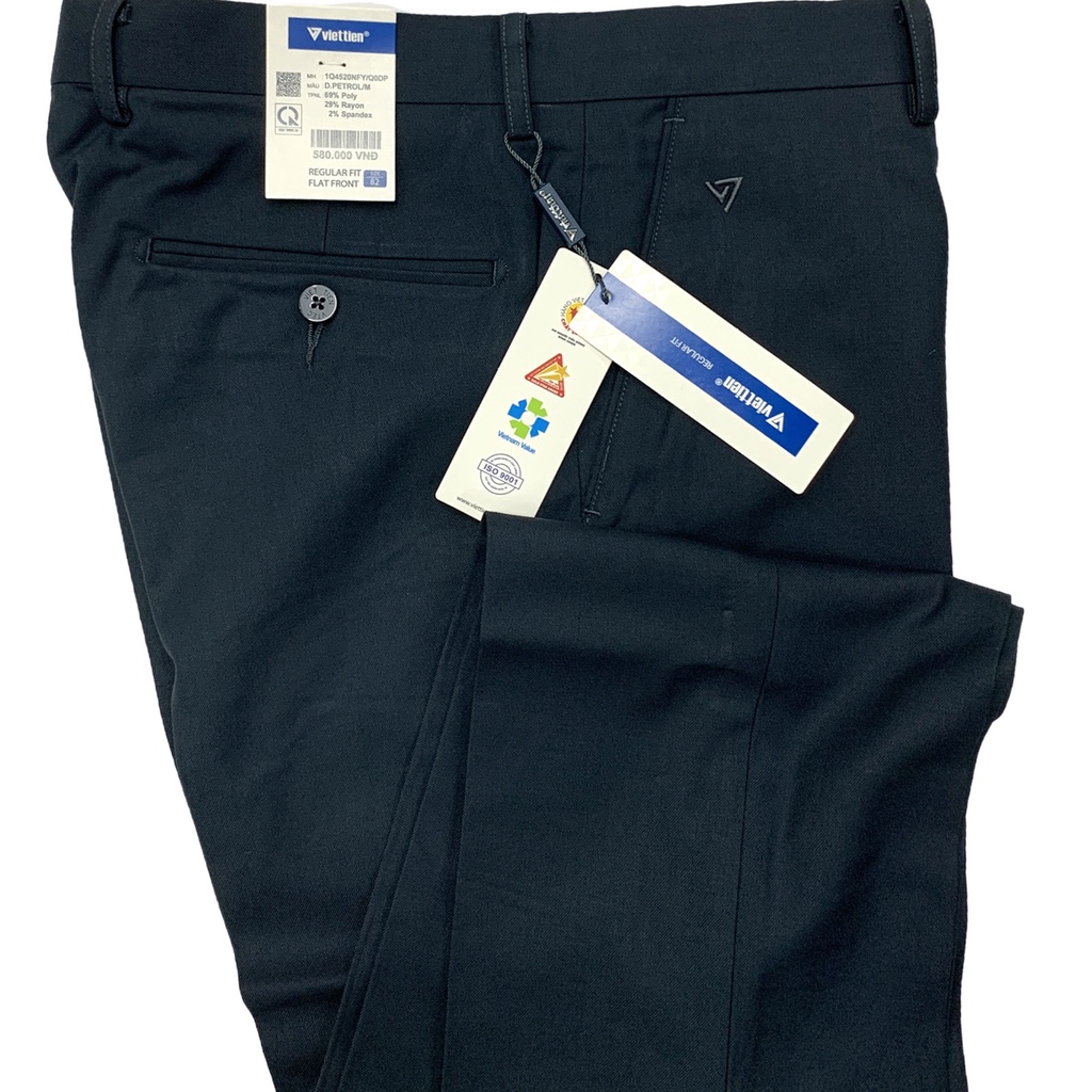 Viettien - Quần tây nam màu nhớt đậm không ly 1Q4520 regular fit