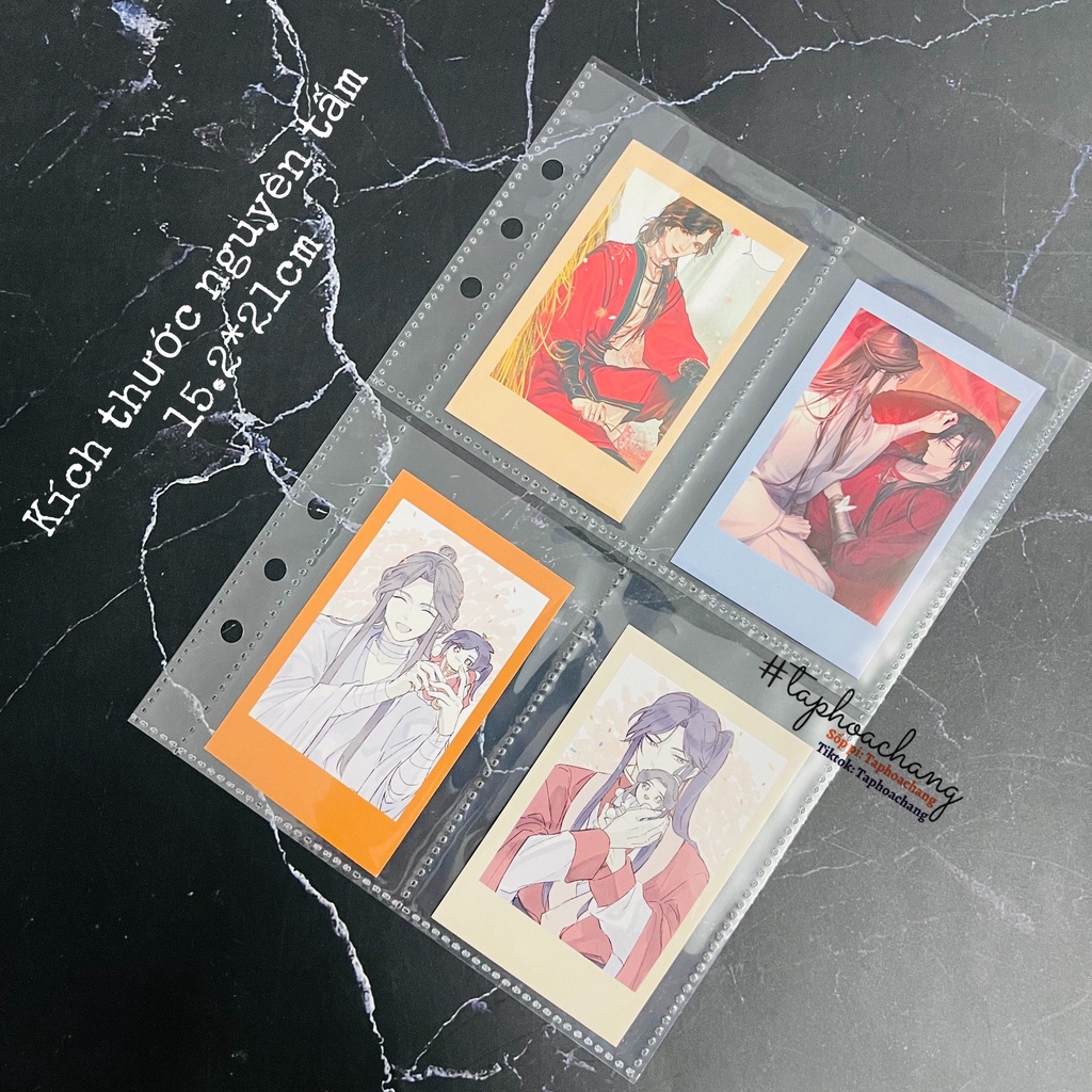 Sheet A5 đựng postcard, card kpod, thẻ bài, ảnh, phụ kiện sách truyện 4 ô, 2 mặt - Trang sheet lưu trữ 4 ngăn A5