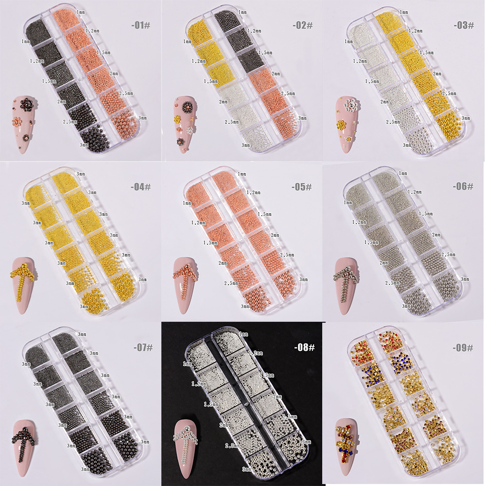 [Hàng mới về] Hộp phụ kiện trang trí móng tay nghệ thuật DIY 3D 12 ngăn xinh xắn thời trang