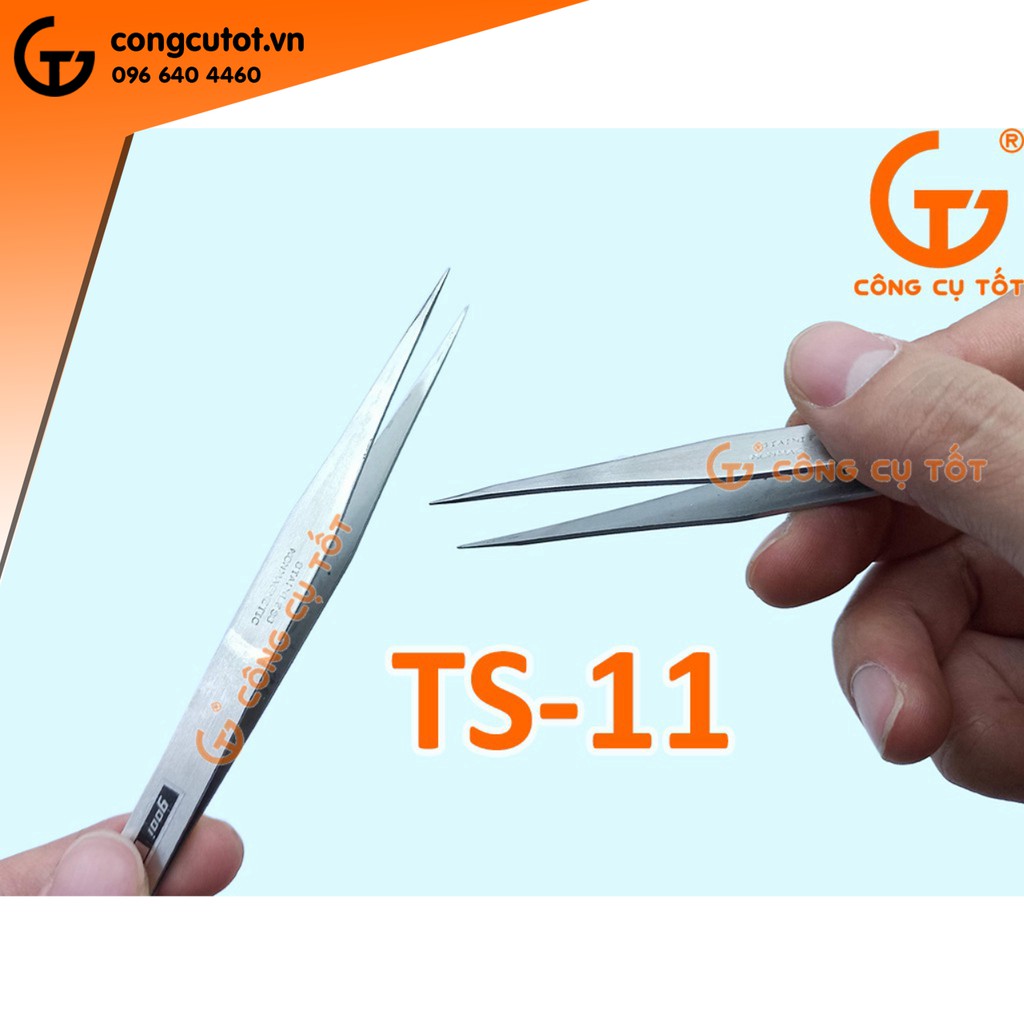 Nhíp gắp đầu thẳng 130mm bằng thép trắng khử từ, chống a xít và chống ăn mòn