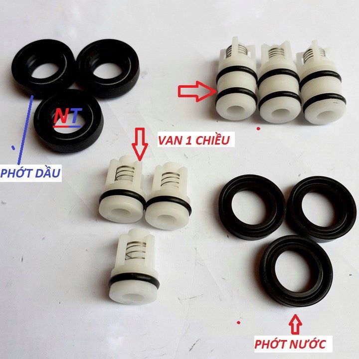 BỘ PHỚT, VAN MỘT CHIỀU MÁY BƠM RỬA XE MINI CAO ÁP DÙNG PHỚT 12-20, 12 CHIẾC