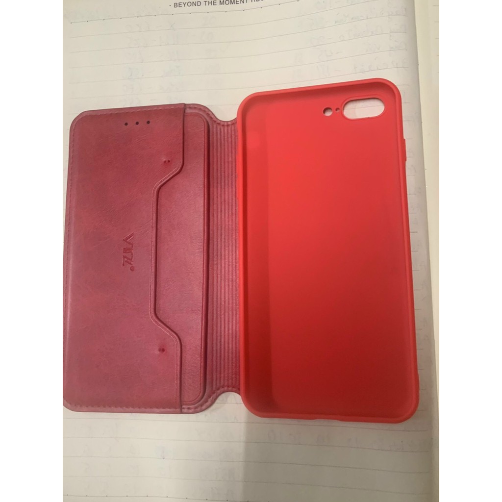 Bao Da – Da Thật Cao Cấp Dạng Ví Có Nắp Gập Iphone 7 plus - iphone 8 plus. (màu đỏ)
