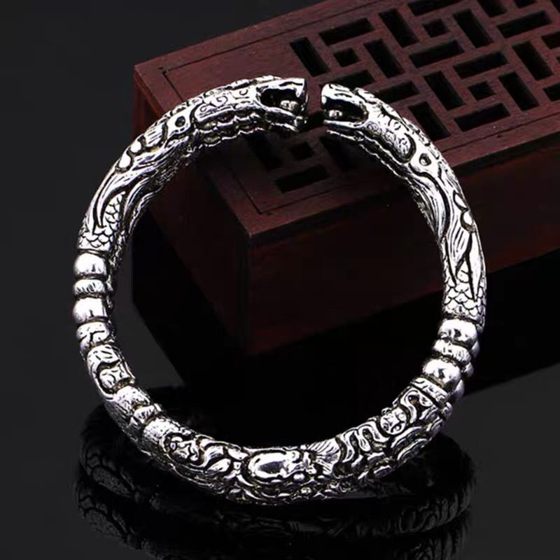 Vòng đeo tay mạ bạc 925 hình rồng cá tính sành điệu dành cho nam