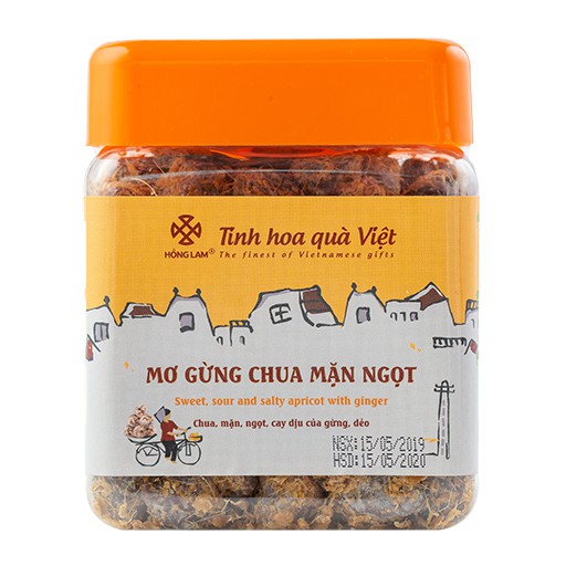 Ô Mai (Xí Muội) Mơ Gừng Chua Mặn Ngọt Hồng Lam - Vị Chua Mặn Ngọt Gừng - Hộp ( 200g,300g,500g ), Gói (300g,500g )