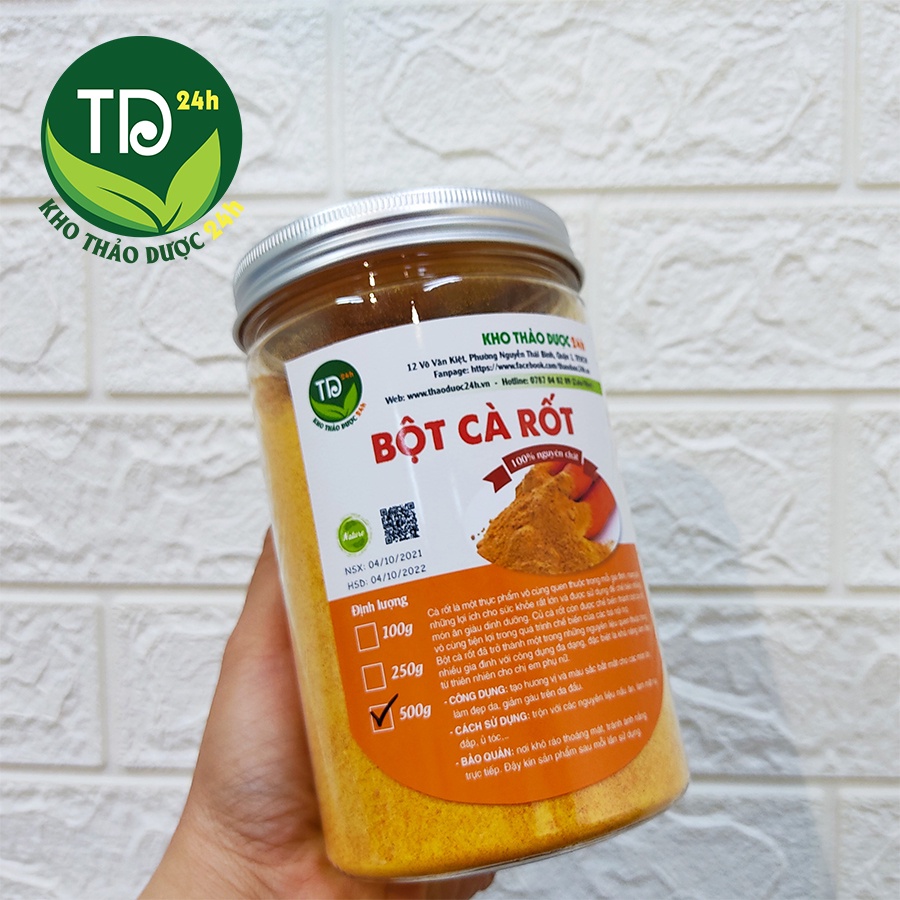 [500gr] Bột cà rốt nguyên chất sấy lạnh, nguyên liệu tạo màu sắc cho món ăn ngon, làm mặt nạ đẹp da, tốt cho mắt