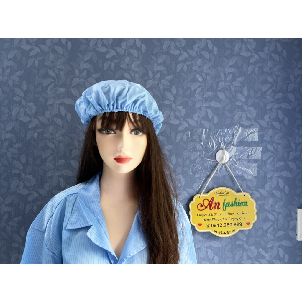 COMBO CẢ BỘ BLOUSE PHÒNG SẠCH (ÁO TAY DÀI CÓ NÚT, NÓN BÁNH TIÊU, QUẦN), CHỐNG TĨNH ĐIỆN _ HÌNH CHỤP THẬT