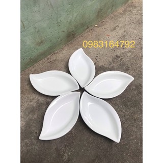 Bộ đĩa thuyền hoa 5 cánh gốm sứ Bát Tràng