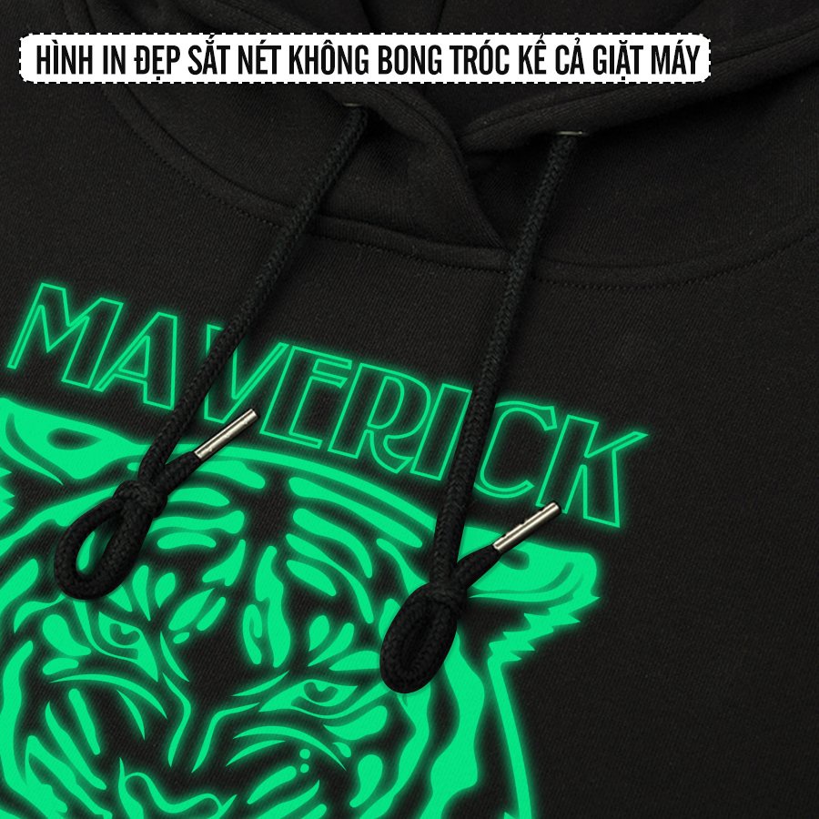 Hoodie Cotton Unisex Nam Nữ In nổi Cọp Dạ Quang Phát Sáng Trong Đêm