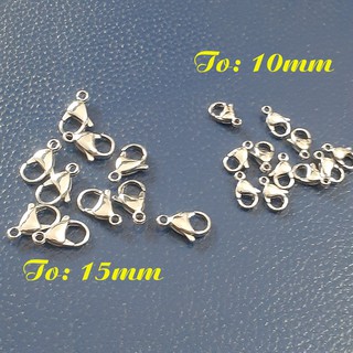 KHÓA DÂY CHUYỀN, LẮC INOX CAO CẤP KIỂU CÀNG CUA MÀU TRẮNG SÁNG ĐẸP, KHÔNG ĐEN, KHÔNG GỈ