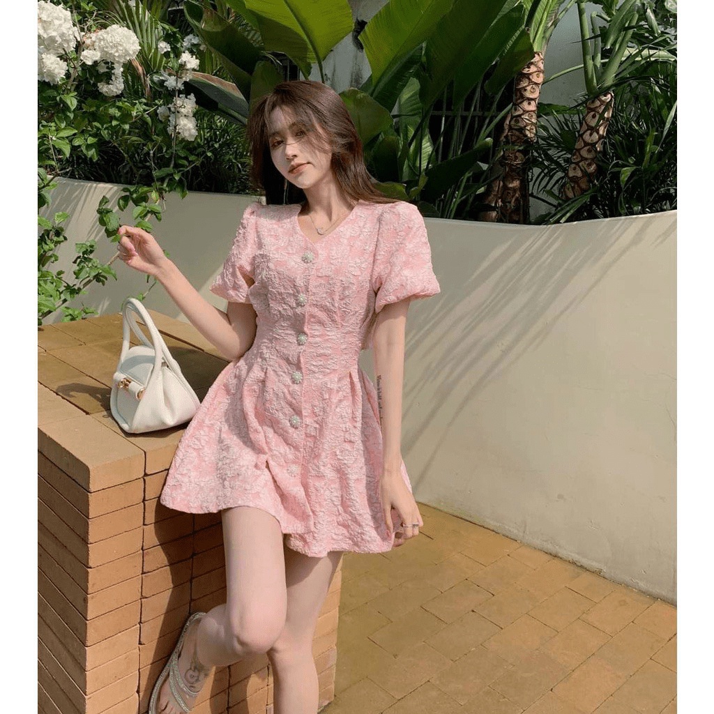 ĐẦM NỮ TEEN GẤM XỐP HỞ LƯNG TRẺ TRUNG NĂNG ĐỘNG DỰ TIỆC CHANH SẢ (HÀNG QUẢNG CHÂU)