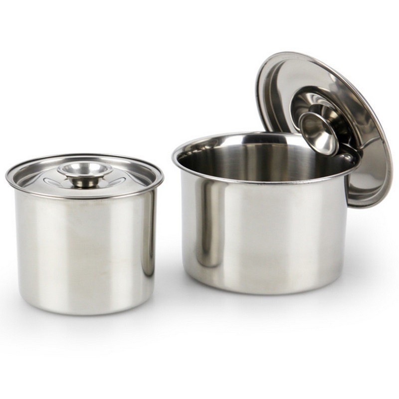 Âu inox tròn có nắp bền đẹp / Hũ inox tròn đựng thực phẩm có nắp làm bằng inox cao cấp độ dày dặn chắc chắn