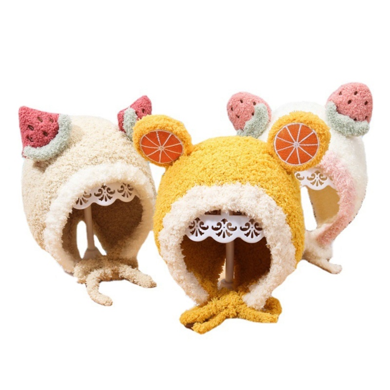 Mũ Beanie Đan Len Đính Quả Bông Hai Đầu Thời Trang Mùa Đông Cho Bé Gái