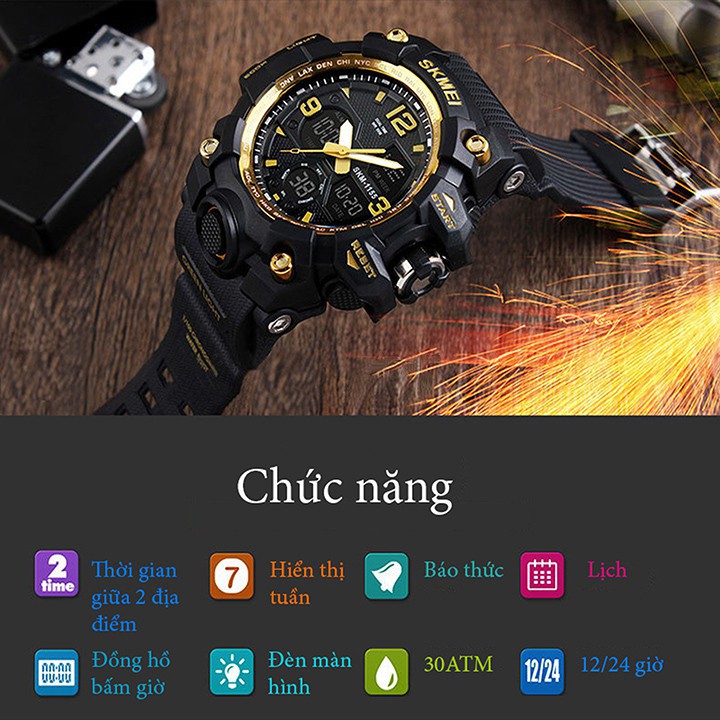 [QUÀ ĐỈNH 0Đ] Đồng hồ điện tử nam SKMEI 1155B dây cao su phong cách thể thao mạnh mẽ | BigBuy360 - bigbuy360.vn