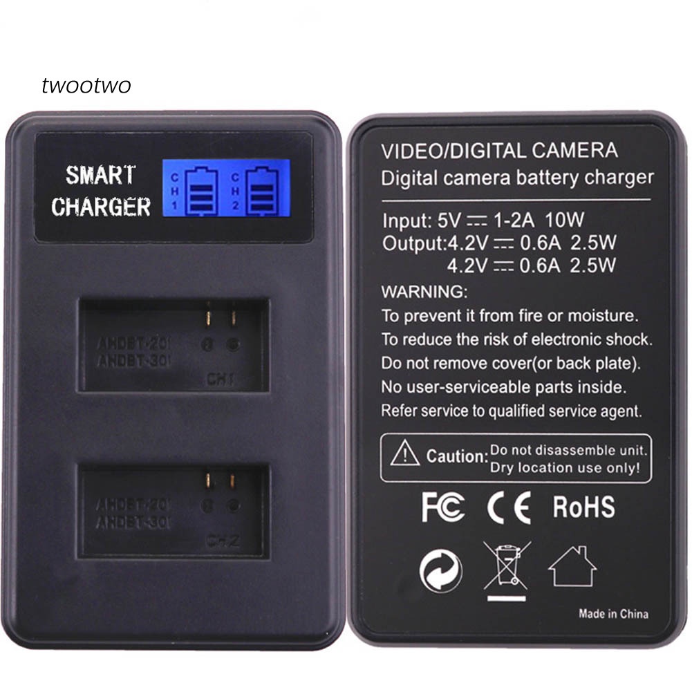 Haio| Bộ Sạc Pin Kép LCD Cho Máy Ảnh GoPro Hero 3 3+ AHDBT-201 AHDBT-301