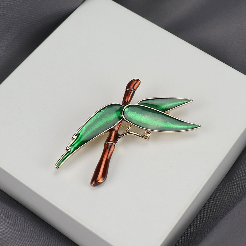 Ghim Cài Áo Hình Cây Tre/Hoa Lá Tráng Men Phong Cách Trung Quốc Cổ Điển Thời Trang Cho Nam Và Nữ