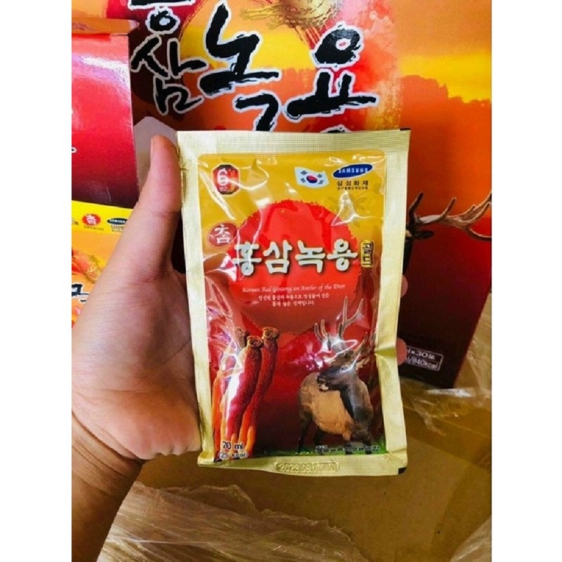 Nước Hồng Sâm Nhung Hươu Hàn Quốc, Hộp Màu Vàng 30 Gói * 70ml, Giúp Bồi Bổ Nâng Cao Sức Khỏe Toàn Diện