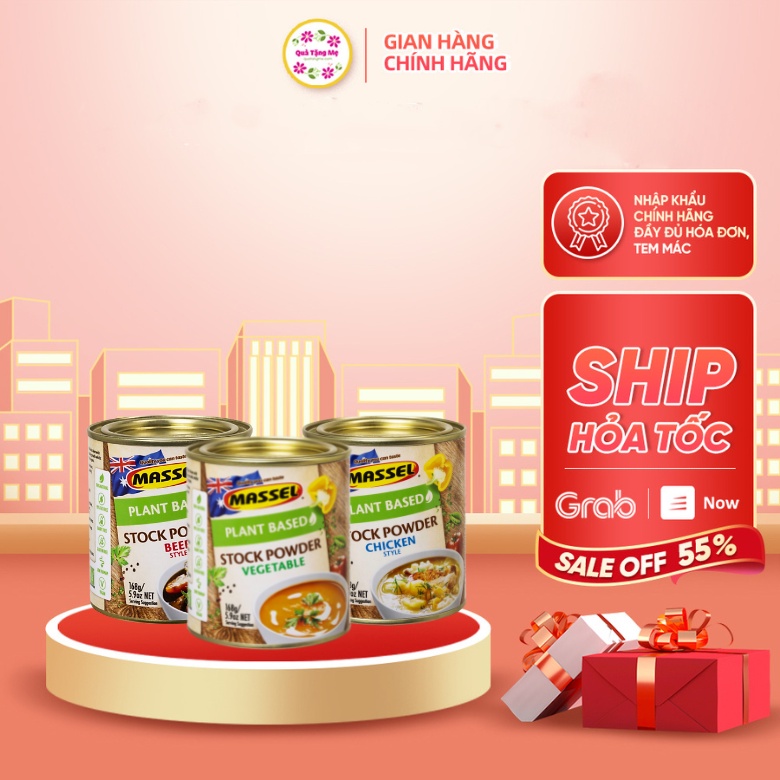 Hạt nêm vị rau củ Massel Premium Stock Powder Vegetable/ Chicken/Beef không bột ngọt an toàn cho gia đình 168g quatangme