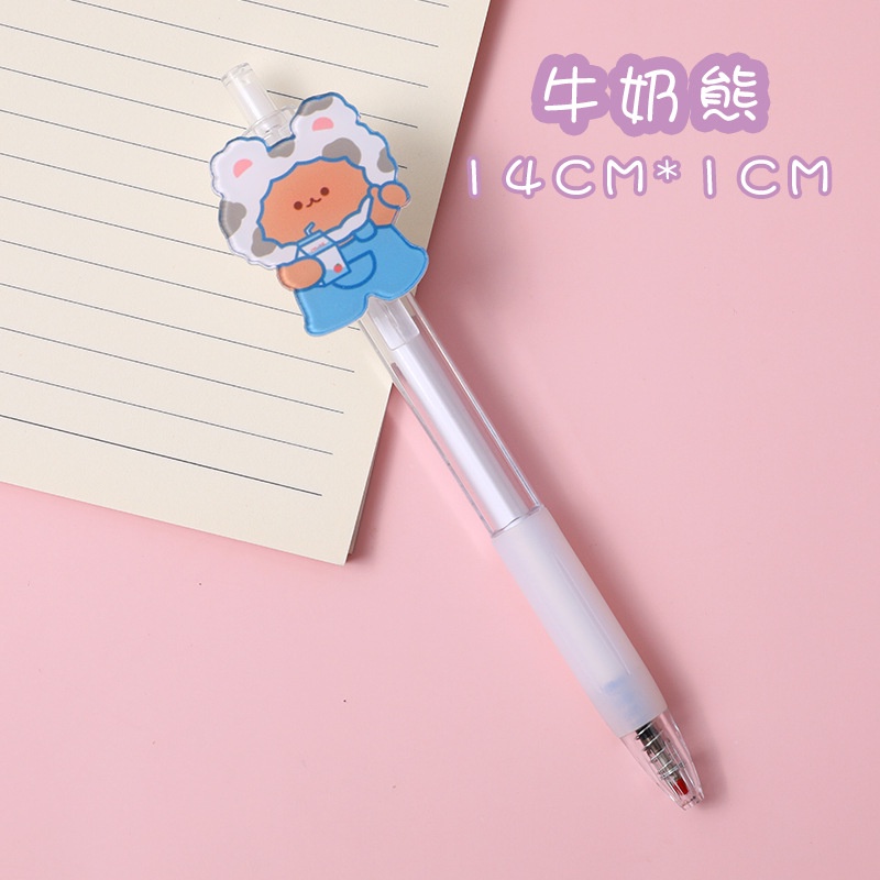 Bút Bi Bấm Mực Đen Ngòi 0.5mm Họa Tiết Hoạt Hình Kiểu Hàn Quốc Dễ Thương Cho Học Sinh