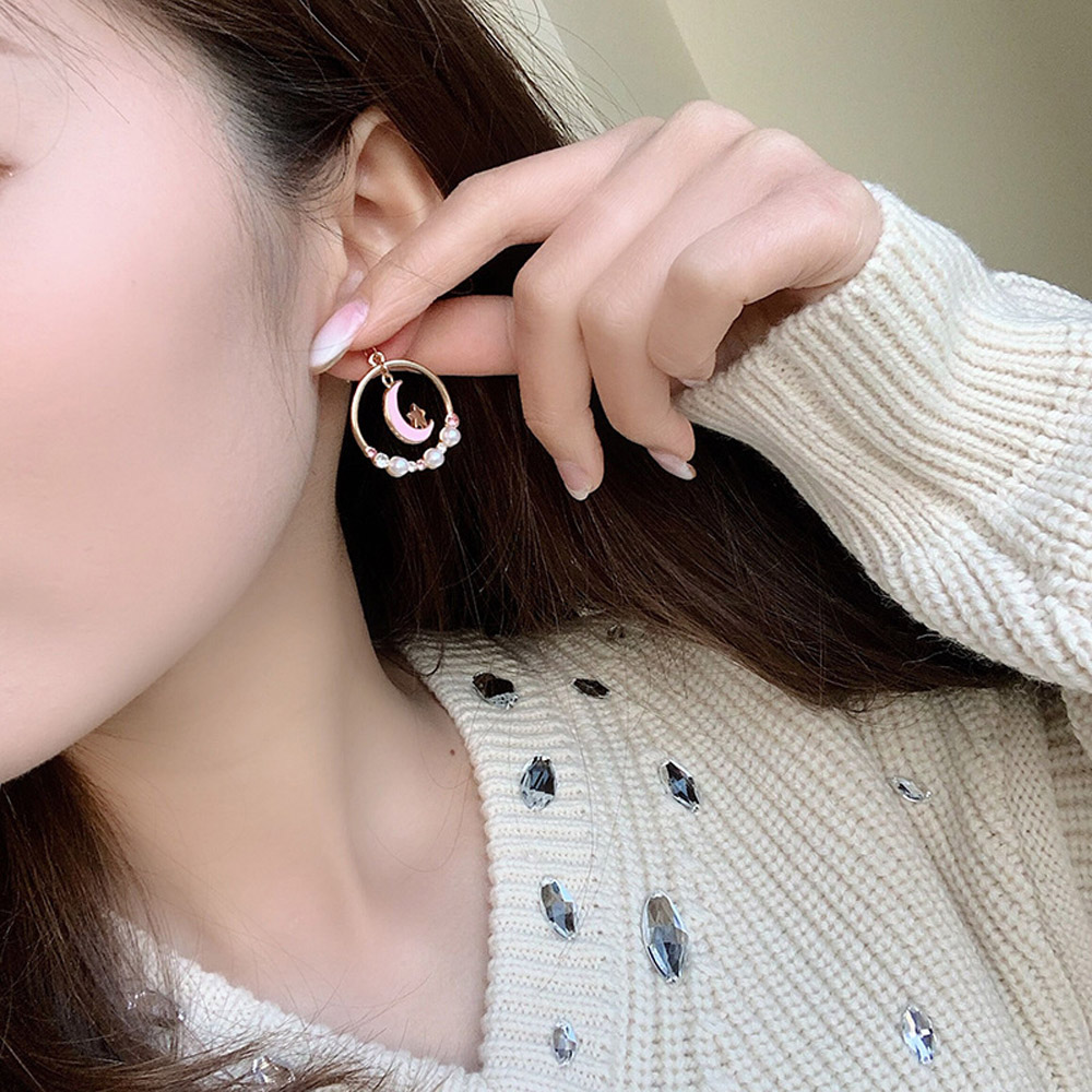 Khuyên Tai Dài Hình Thỏ Và Mặt Trăng Dễ Thương Dành Cho Nữ