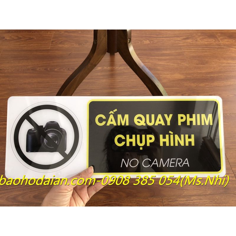 Biển báo cấm chụp hình quay phim chất liệu mica siêu bền 15x40cm