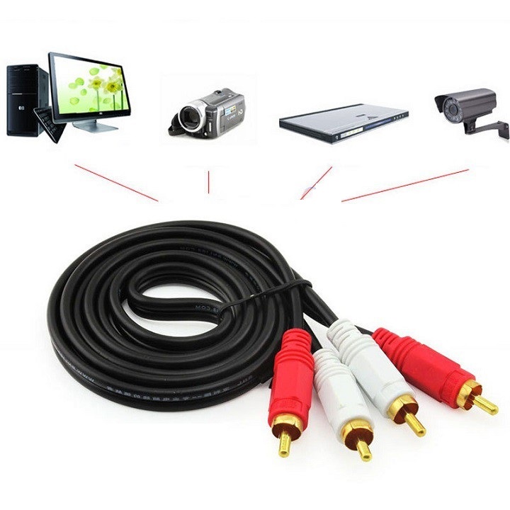 DÂY CÁP AV/RCA 2 ĐẦU HOA SEN ĐỰC RA 2 ĐẦU HOA SEN ĐỰC DÀI 2M
