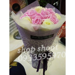 Bó hoa sáp 20bông màu hồng kem